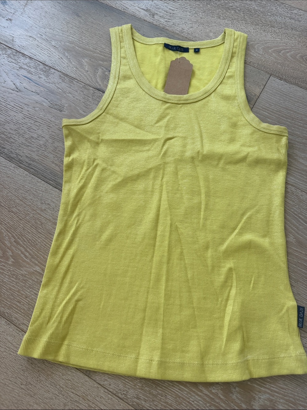 Shiny Yellow Ribbed Tank Top - Blue Daze